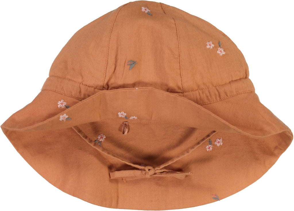 Wheat Baby Girl Sun Hat Embroidery Flowers