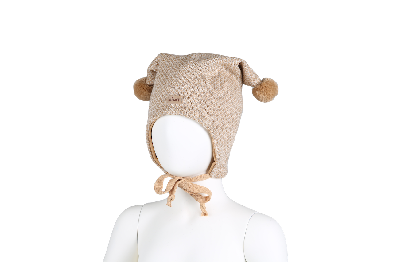 Kivat Lue Ull Ruter Beige m/skinnlapp