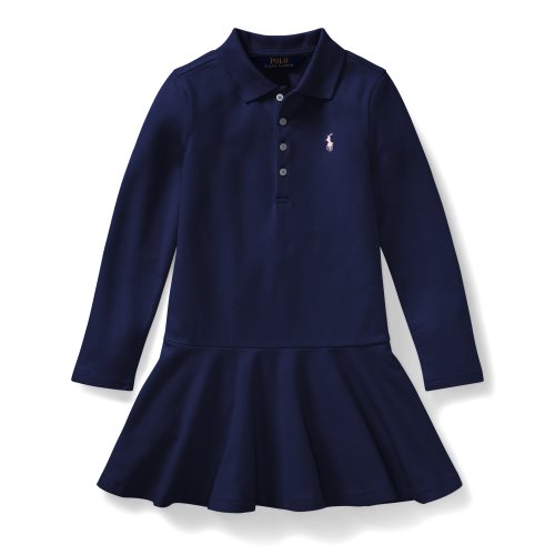 Ralph Lauren Stretch Cotton Mesh Polo Dress Navy