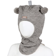 Kivat Balaclava Lue Ull Vaffelmønster Beigemelert m/kivat skinnlapp