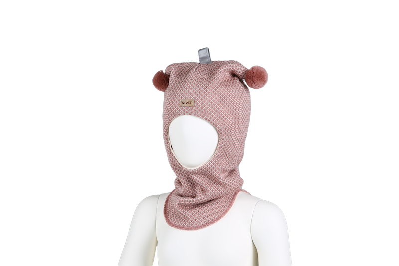 Kivat Balaclava Lue Ull Ruter Gammelrosa m/kivat skinnlapp