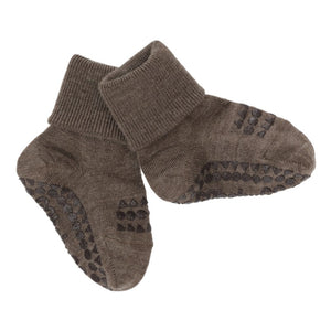GoBabyGo Non-slip socks - Wool- Brown Melange