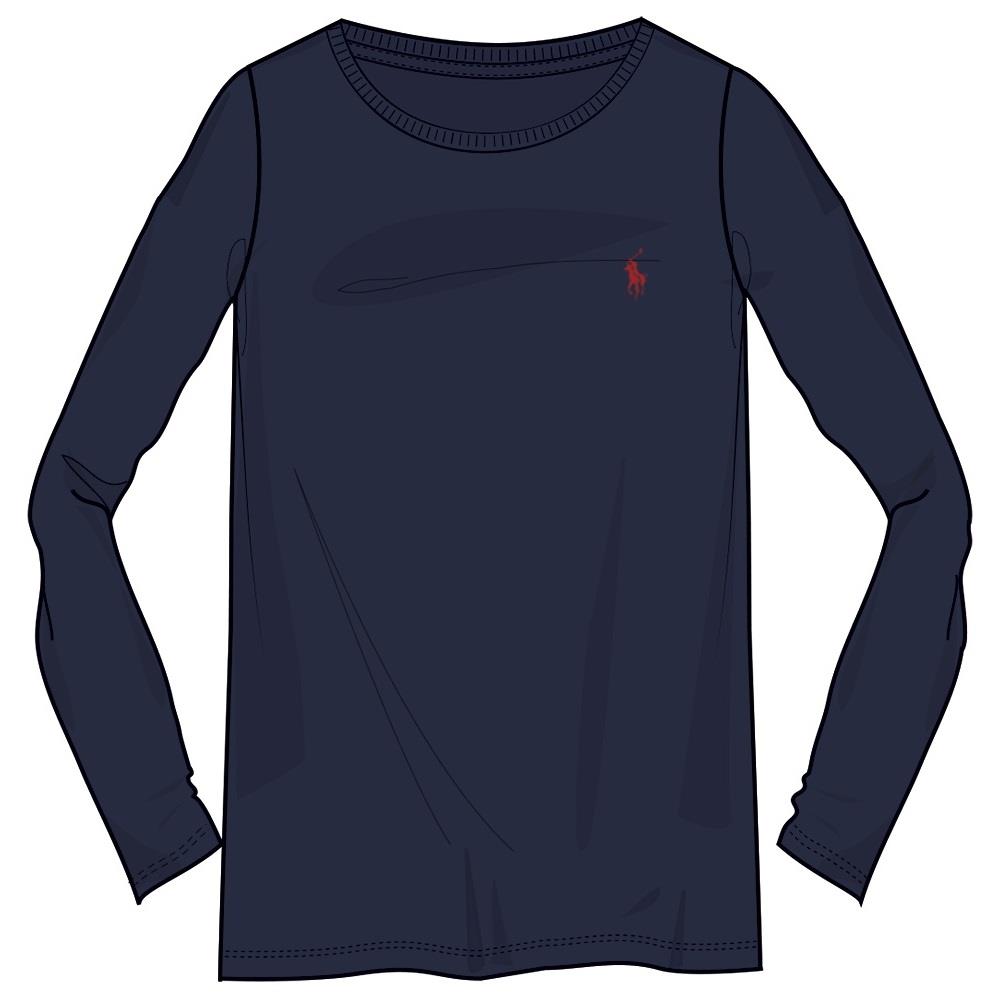 Ralph Lauren Bomull LS Girl Tee Navy /red horse