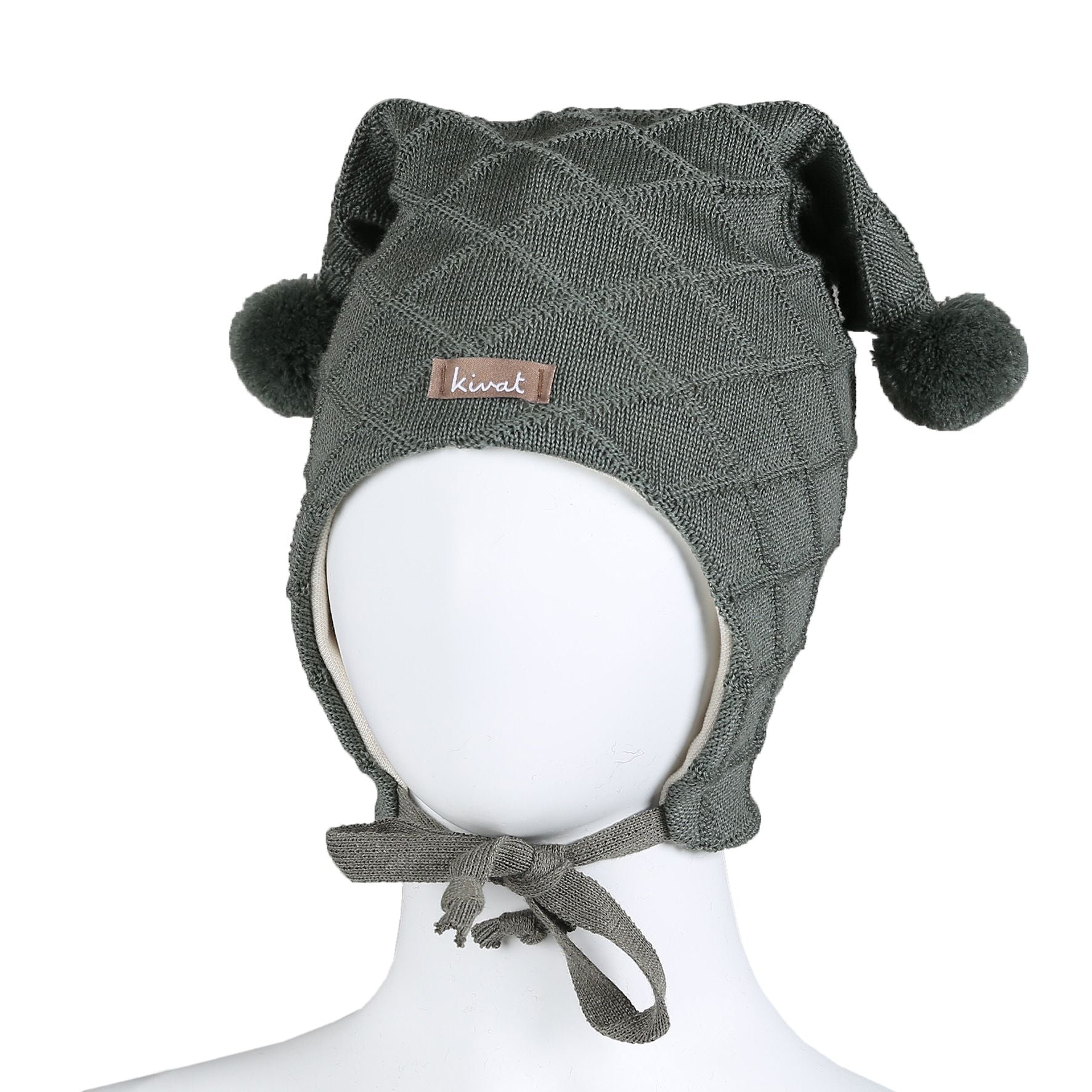 Kivat Lue Ull Vaffelmønster Mosegrønn m/Kivat logo