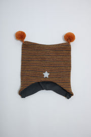 Kivat Ull lue grå/oransj striper refleksstjerne