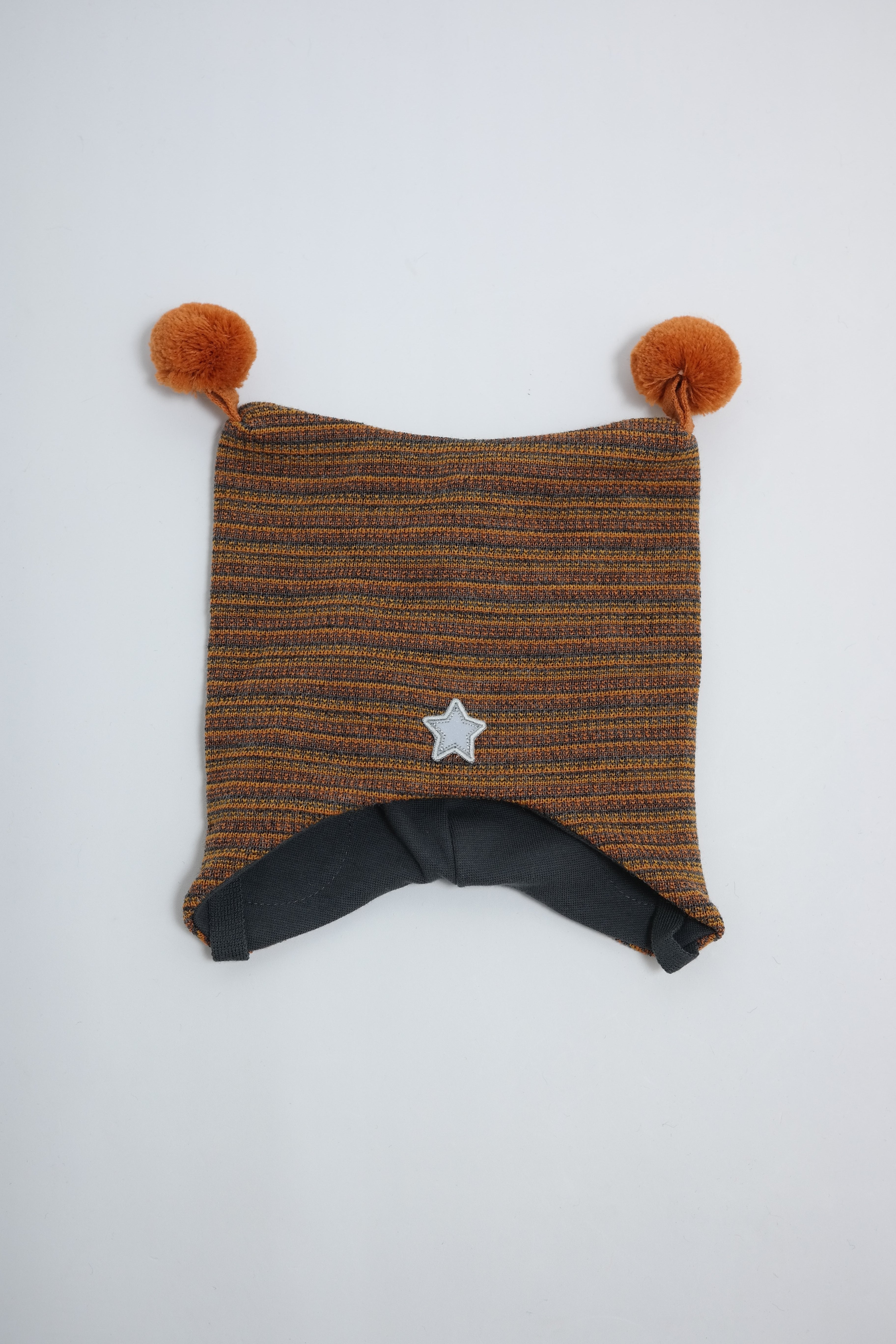 Kivat Ull lue grå/oransj striper refleksstjerne