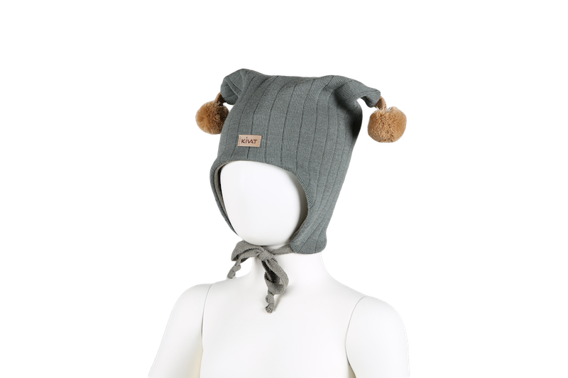 Kivat Lue Ull Striper Mosegrønn,beige dusk m/skinnlapp