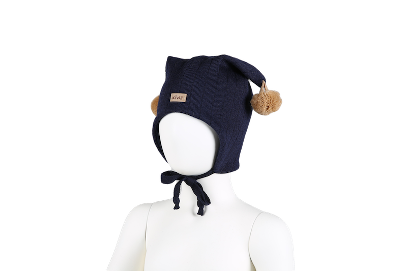 Kivat Lue Ull Striper Marineblå,beige dusk m/skinnlapp