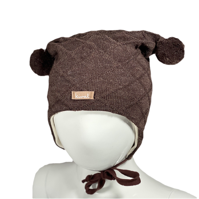 Kivat Lue Ull Vaffelmønster Brunmelert m/Kivat logo