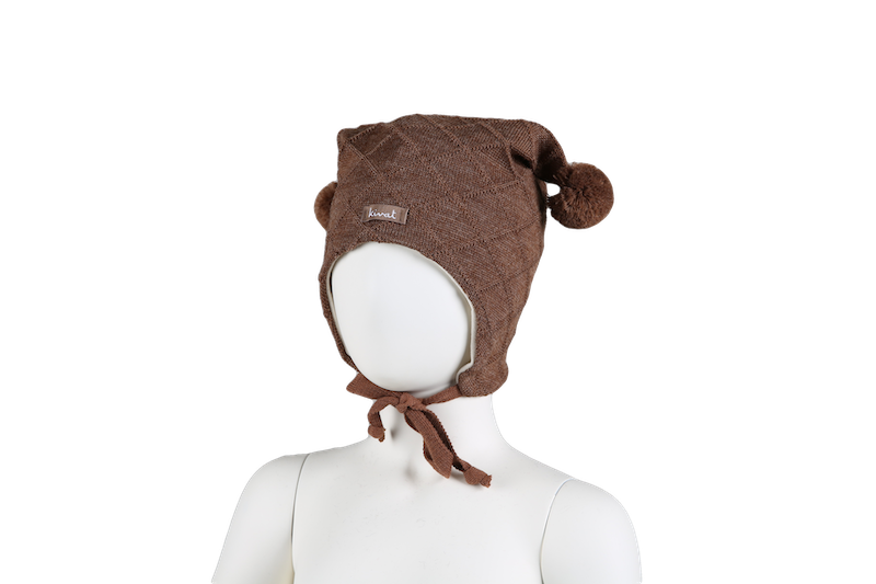 Kivat Lue Ull Vaffelmønster Brunmelert m/Kivat logo