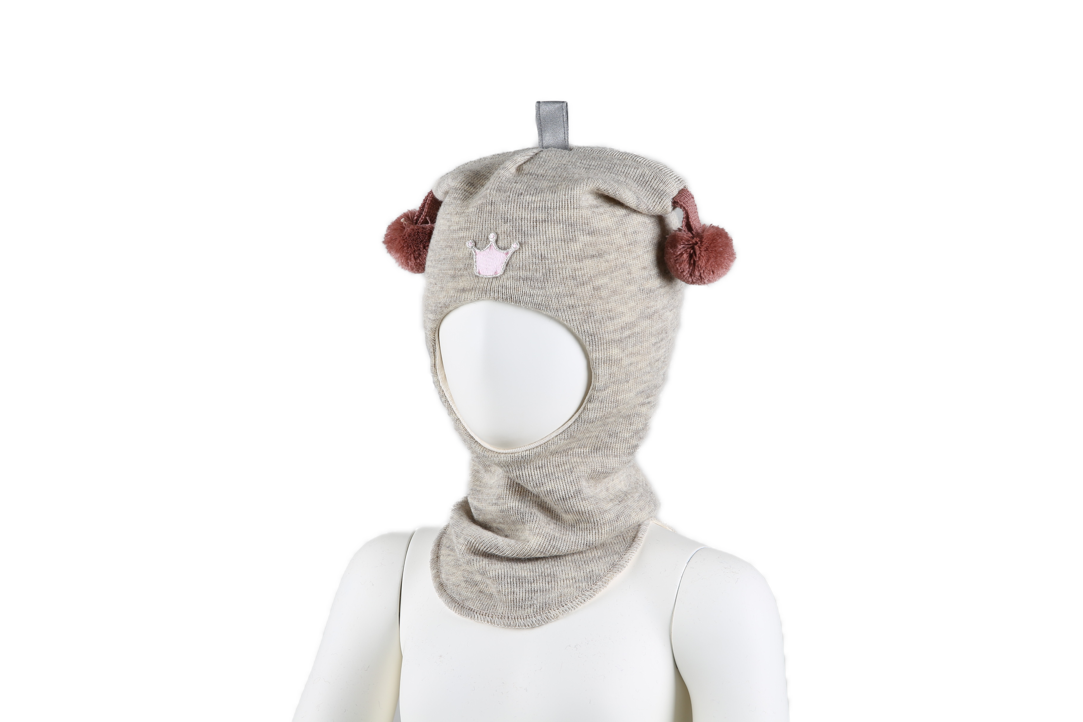 Kivat Balaclava Lue Ull Sand /gammelrosa dusk m/krone