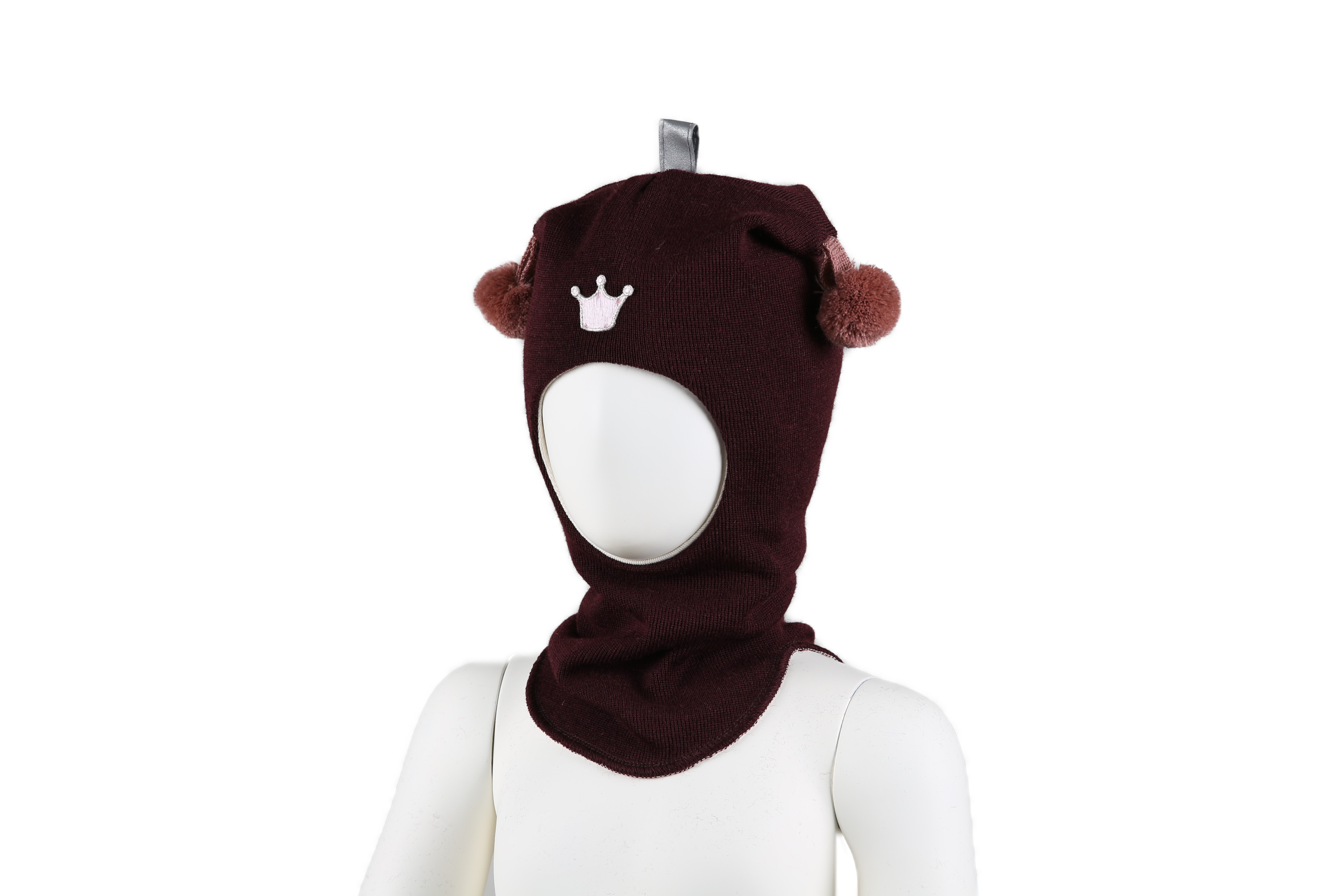 Kivat Balaclava Lue Ull Burgunder/gammelrosa dusk m/krone