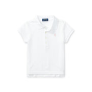 Ralph Lauren Cotton Mesh Polo Shirt White Pink Horse