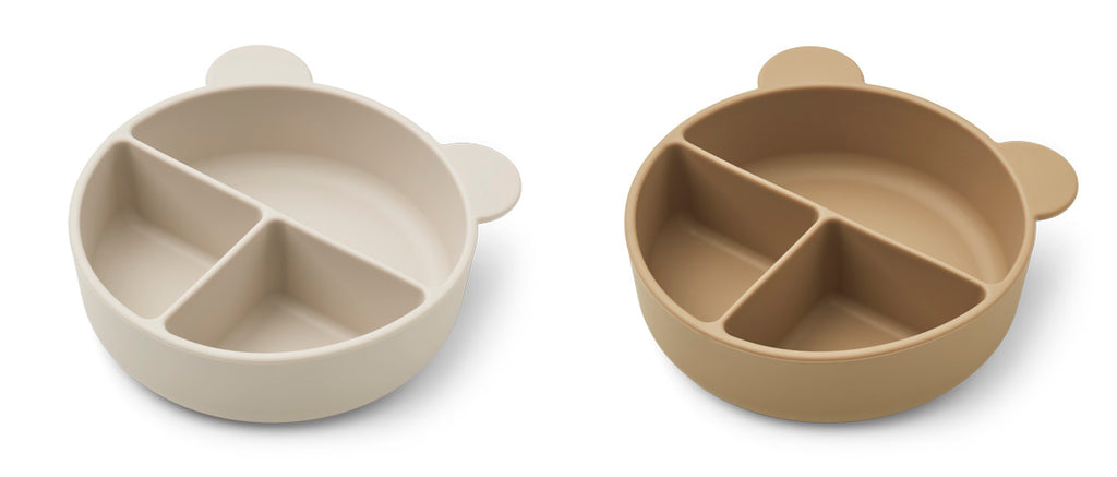 Liewood Connie divider bowl - 2 pack Sandy/Oat Mix