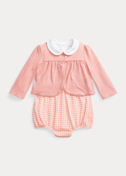 Ralph Lauren Bodysuit, Cardigan & Shortall Set 3pc