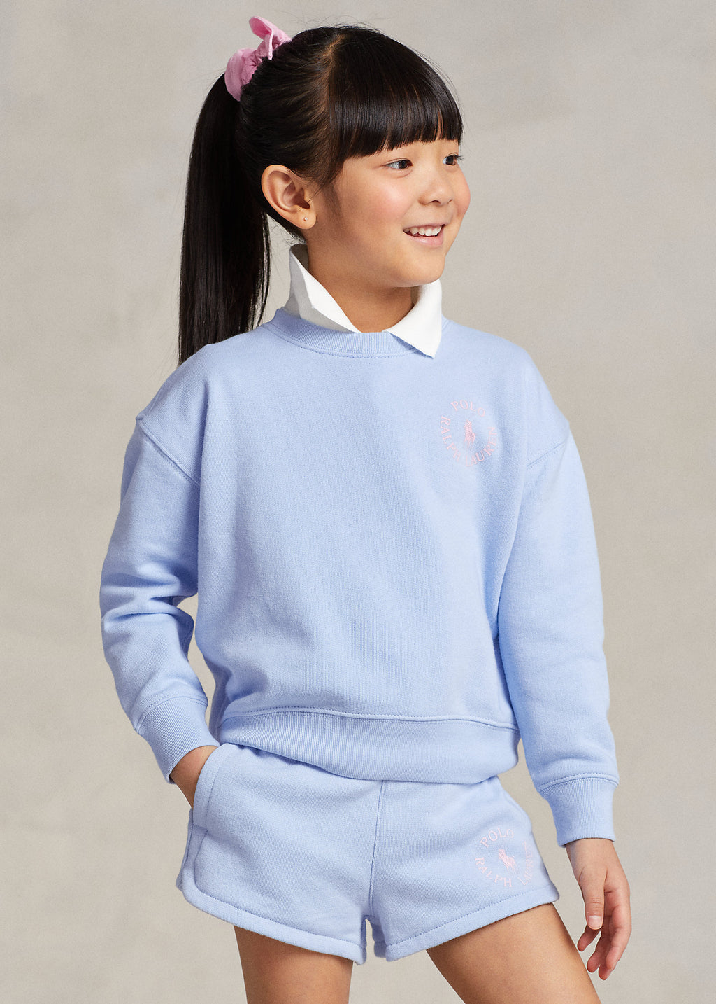 Ralh Lauren Big Pony Logo Fleece Sweatshirt Baby Blue