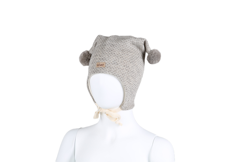 Kivat Lue Ull Ruter Grå m/skinnlapp